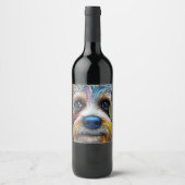 Niedlicher Pop Art Terrier Weinetikett (Vorderseite)