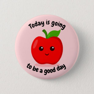 Niedlicher positiver Motivierend Kawaii Apple Button