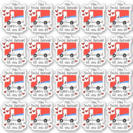 Niedlicher Postarbeiter dank Canada Post Truck Aufkleber (Vorderseite)