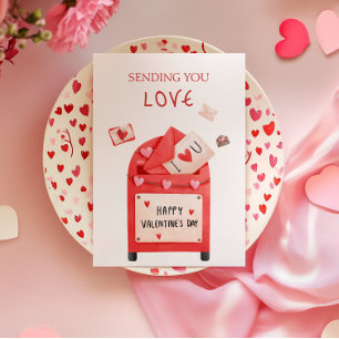 Niedlicher Postkasten Glückwunsch Valentinstag Gru Karte