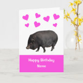 Niedlicher Pot Bellied Pig Happy Birthday Card Karte (Gelbe Blume)