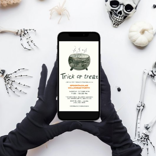 Niedlicher Pot-Trick oder Halloween-Party behandel Einladung