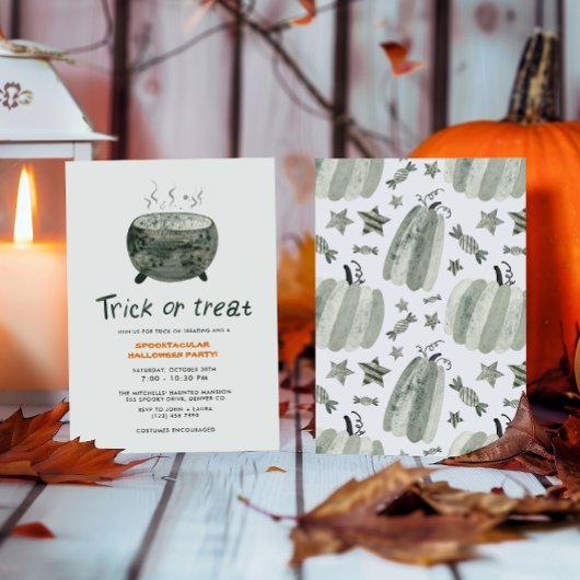 Niedlicher Pot-Trick oder Halloween-Party behandel Einladung
