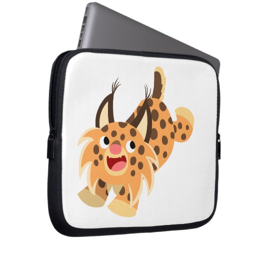 Niedlicher Prankenhieb-Cartoon Bobcat-Laptop-Sieb Laptopschutzhülle (Vorne Rechts)
