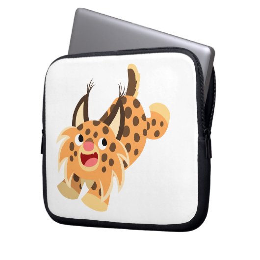 Niedlicher Prankenhieb-Cartoon Bobcat-Laptop-Sieb Laptopschutzhülle (Vorderseite Links)