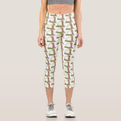 Niedlicher Präriehund schnüffelt Blume Cartoon Capri Leggings (Vorderseite)