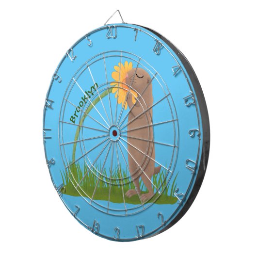 Niedlicher Präriehund schnüffelt Blume Cartoon Dartscheibe (Vorderseite rechts)