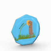 Niedlicher Präriehund schnüffelt Blume Cartoon Fotoblock (Links)