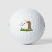 Niedlicher Präriehund schnüffelt Blume Cartoon Golfball (Vorderseite)