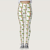 Niedlicher Präriehund schnüffelt Blume Cartoon Leggings (Vorderseite)