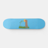 Niedlicher Präriehund schnüffelt Blume Cartoon Skateboard (Horizontal)
