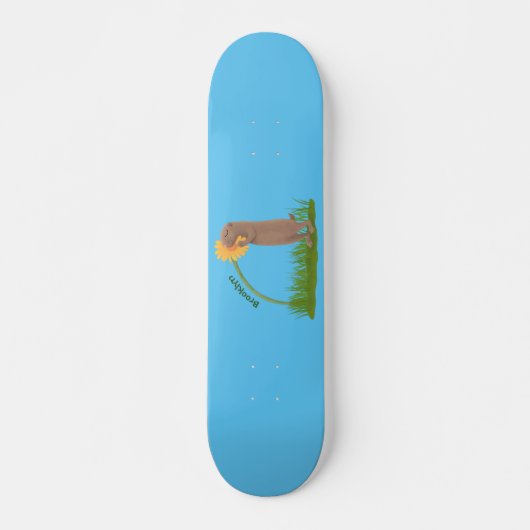 Niedlicher Präriehund schnüffelt Blume Cartoon Skateboard (Vorne)