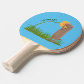 Niedlicher Präriehund schnüffelt Blume Cartoon Tischtennis Schläger (Vorderseite)