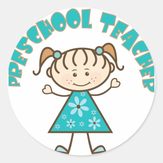 Niedlicher Preschool-Lehrer Runder Aufkleber (Vorderseite)