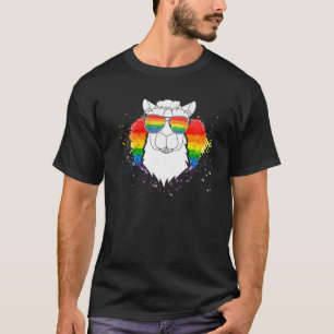 Niedlicher Pride Llama Sonnenbrille Funny LGBRainb T-Shirt