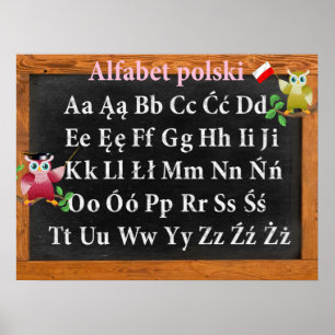 Niedlicher Professor Owl Polish Alphabet Alfabet p Poster