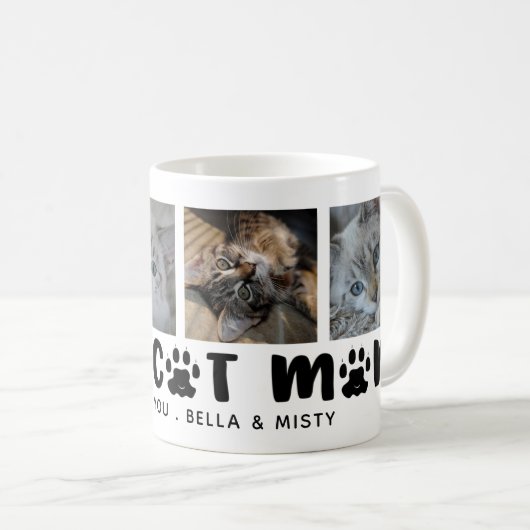 Niedlicher PROUD CAT-MAMA Pfosten Name für Fotocol Kaffeetasse (VorderseiteRechts)