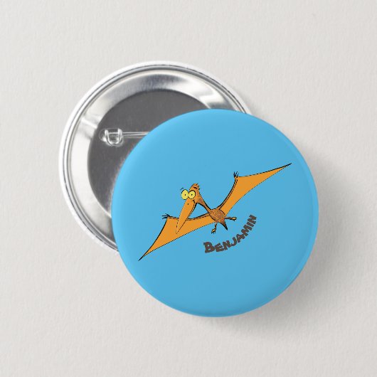 Niedlicher Pterodactylus-Cartoon Button (Vorne & Hinten)