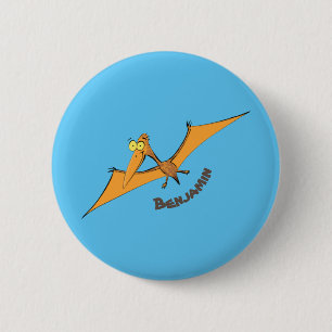 Niedlicher Pterodactylus-Cartoon Button