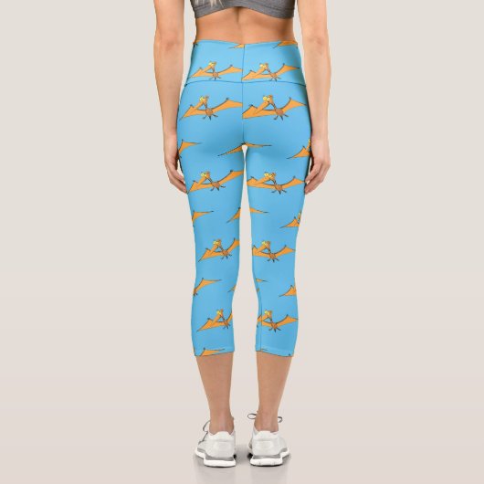 Niedlicher Pterodactylus-Cartoon Capri Leggings (Rückseite)