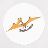 Niedlicher Pterodactylus-Cartoon Etiketten (Design 2)