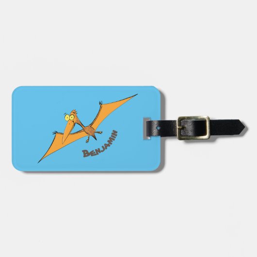Niedlicher Pterodactylus-Cartoon Gepäckanhänger (Vorderseite horizontal)