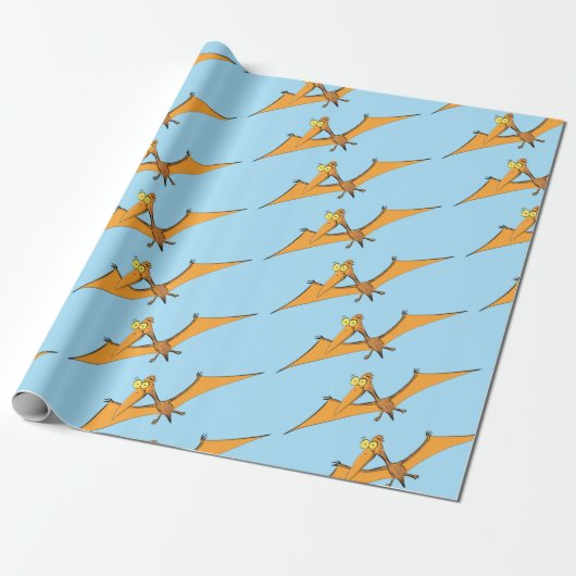 Niedlicher Pterodactylus-Cartoon Geschenkpapier (Ungerollt)