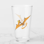Niedlicher Pterodactylus-Cartoon Glas (Rückseite)