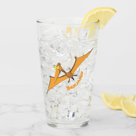 Niedlicher Pterodactylus-Cartoon Glas (Rückseite Ice)