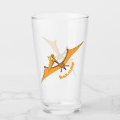 Niedlicher Pterodactylus-Cartoon Glas (Vorderseite)