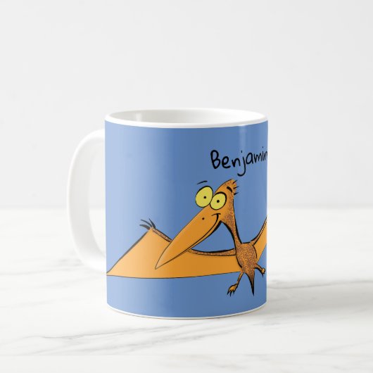 Niedlicher Pterodactylus-Cartoon Kaffeetasse (Vorderseite Links)