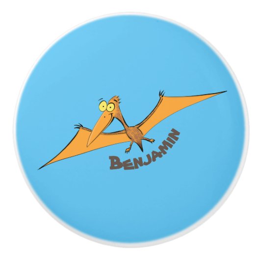 Niedlicher Pterodactylus-Cartoon Keramikknauf (Vorderseite)