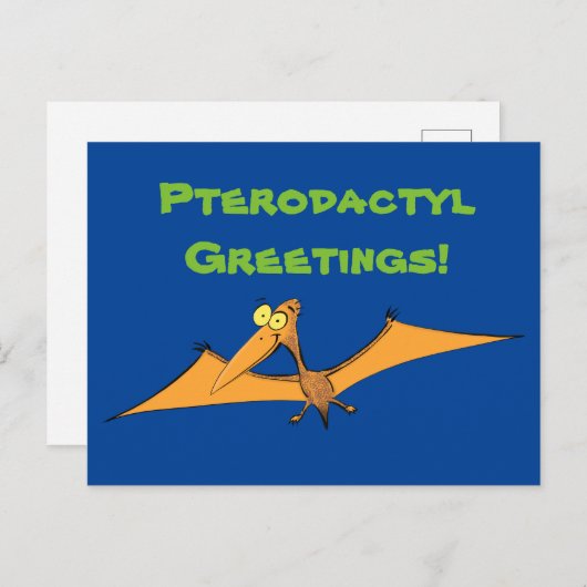 Niedlicher Pterodactylus-Cartoon Postkarte (Vorne/Hinten)