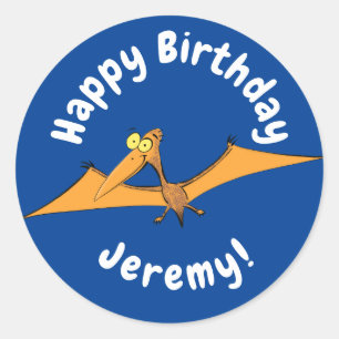 Niedlicher Pterodactylus-Cartoon Runder Aufkleber