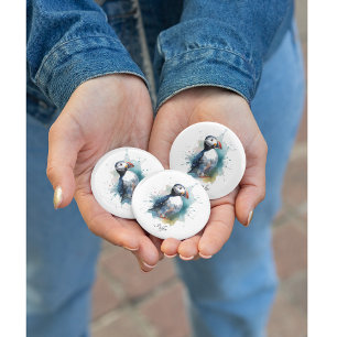 Niedlicher Puffsack in blauem Wasser Button