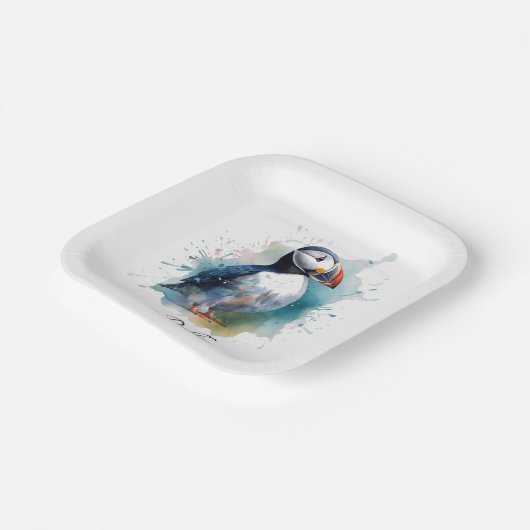 Niedlicher Puffsack in blauem Wasser Pappteller (Gewinkelt)