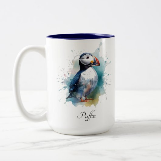 Niedlicher Puffsack in blauem Wasser Zweifarbige Tasse (Links)