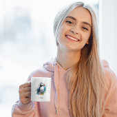 Niedlicher Puffsack in blauem Wasser Zweifarbige Tasse