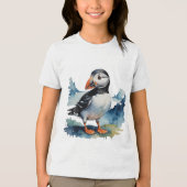 Niedlicher Puffvogel Tri-Blend Shirt (Vorderseite)