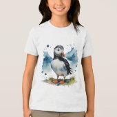 Niedlicher Puffvogel Tri-Blend Shirt (Vorderseite)