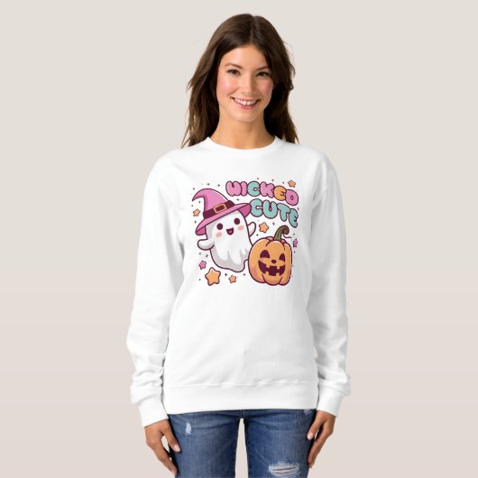 Niedlicher Pullo - Kawaii Ghost Halloween Sweatshirt (Vorne ganz)