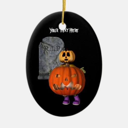 Niedlicher Pumkin Man Grabstein Halloween Ornament (Vorne)