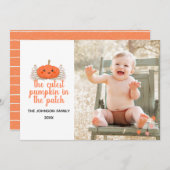 Niedlicher Pumpkahn in der Patch Fall Foto Card Einladung (Vorne/Hinten)