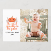 Niedlicher Pumpkahn in der Patch Fall Foto Card