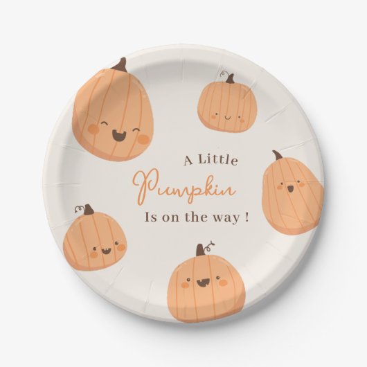 Niedlicher Pumpkin Fall Gender Neutral Baby Dusche Pappteller (Vorderseite)