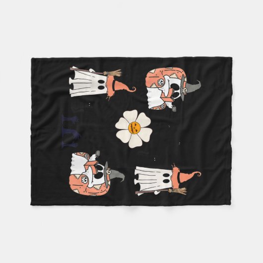 Niedlicher Pumpkin Ghost Boat Fledermäuse Pattern Fleecedecke (Vorderseite (Horizontal))