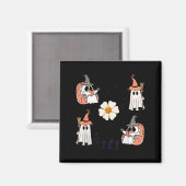 Niedlicher Pumpkin Ghost Boat Fledermäuse Pattern Magnet (Vorderseite/Rückseite)