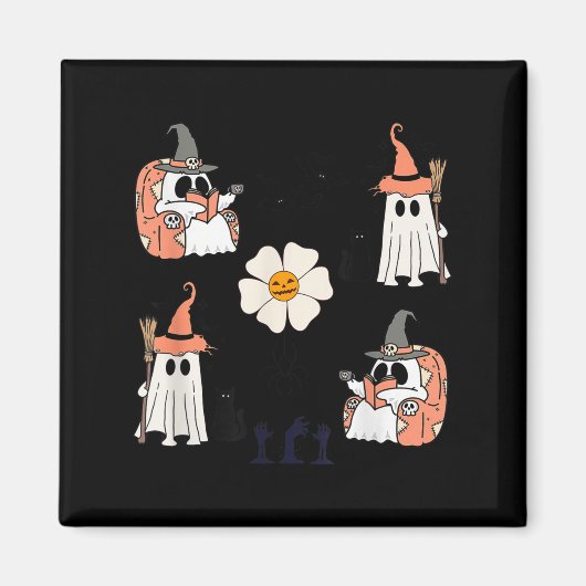 Niedlicher Pumpkin Ghost Boat Fledermäuse Pattern Magnet (Vorne)