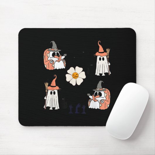 Niedlicher Pumpkin Ghost Boat Fledermäuse Pattern Mousepad (Mit Mouse)