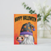 Niedlicher Pumpkin Gnome Happy Halloween Postkarte (Stehend Vorderseite)
